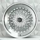 RIN 17X8.5 4-100/114.3 R1 SPORT 357 SILVER MACHINE LIP CHROME RIVETS ET35 CB73.1
